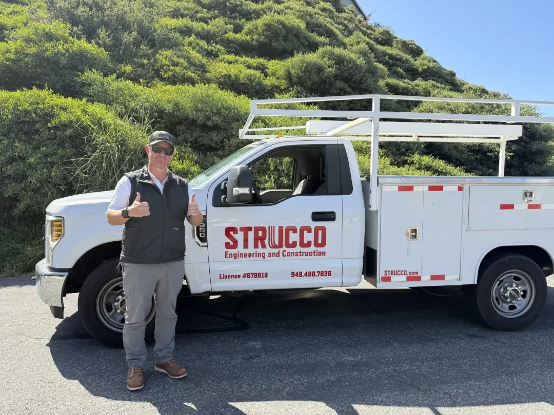 Jeremy Caulkins in front of a Strucco truck